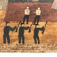 Saved from the Firing Squad, Mexican Folk Art Retablo on Tin Dated 1935