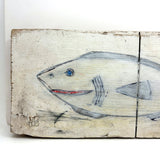 Shark! Recent Vintage Folk Art Polychrome Carving on Scrap Wood