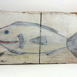 Shark! Recent Vintage Folk Art Polychrome Carving on Scrap Wood
