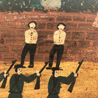 Saved from the Firing Squad, Mexican Folk Art Retablo on Tin Dated 1935