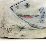 Shark! Recent Vintage Folk Art Polychrome Carving on Scrap Wood