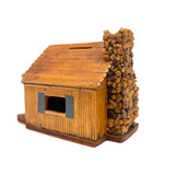 Best Blue Door and Stone Chimney, Sharp and Sweet c. 1930s-40s Matchstick Coin Bank Cabin