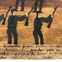 Saved from the Firing Squad, Mexican Folk Art Retablo on Tin Dated 1935