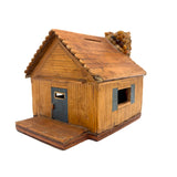 Best Blue Door and Stone Chimney, Sharp and Sweet c. 1930s-40s Matchstick Coin Bank Cabin