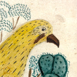Arrilla Bisbee's Very Wonderful Yellow Bird, c. 1850 Watercolor Drawing in Period Frame, Original Glass