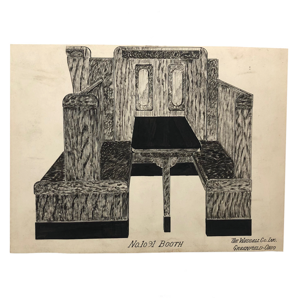 Wonderfully Graphic Ink Drawing of Waddell Co Booth 1091