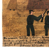 Saved from the Firing Squad, Mexican Folk Art Retablo on Tin Dated 1935