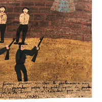 Saved from the Firing Squad, Mexican Folk Art Retablo on Tin Dated 1935