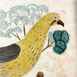 Arrilla Bisbee's Very Wonderful Yellow Bird, c. 1850 Watercolor Drawing in Period Frame, Original Glass