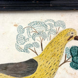 Arrilla Bisbee's Very Wonderful Yellow Bird, c. 1850 Watercolor Drawing in Period Frame, Original Glass