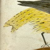 Arrilla Bisbee's Very Wonderful Yellow Bird, c. 1850 Watercolor Drawing in Period Frame, Original Glass