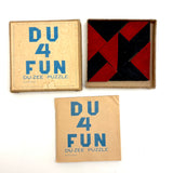 DU-4-FUN! c. 1920s Wooden Tangram Puzzle with Excellent Graphics and Design Booklet