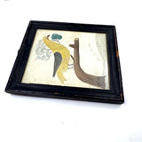 Arrilla Bisbee's Very Wonderful Yellow Bird, c. 1850 Watercolor Drawing in Period Frame, Original Glass