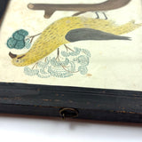 Arrilla Bisbee's Very Wonderful Yellow Bird, c. 1850 Watercolor Drawing in Period Frame, Original Glass