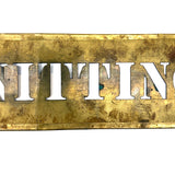 KNITTING MACHINERY, Unusual and Excellent c. 1900 29 Inch Interestingly Patinated Brass Stencil