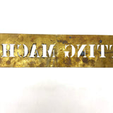 KNITTING MACHINERY, Unusual and Excellent c. 1900 29 Inch Interestingly Patinated Brass Stencil