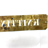 KNITTING MACHINERY, Unusual and Excellent c. 1900 29 Inch Interestingly Patinated Brass Stencil