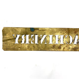 KNITTING MACHINERY, Unusual and Excellent c. 1900 29 Inch Interestingly Patinated Brass Stencil
