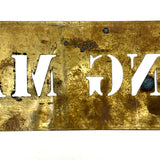 KNITTING MACHINERY, Unusual and Excellent c. 1900 29 Inch Interestingly Patinated Brass Stencil