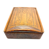 To Celia Woods from Aunt Rena, 1862, Vermont: Perfect Condition Carved Out, Chip Carved Blonde Wood Slide Lid Box with Heart