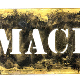 KNITTING MACHINERY, Unusual and Excellent c. 1900 29 Inch Interestingly Patinated Brass Stencil