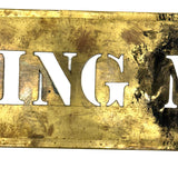 KNITTING MACHINERY, Unusual and Excellent c. 1900 29 Inch Interestingly Patinated Brass Stencil