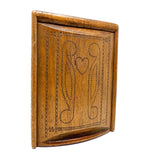 To Celia Woods from Aunt Rena, 1862, Vermont: Perfect Condition Carved Out, Chip Carved Blonde Wood Slide Lid Box with Heart