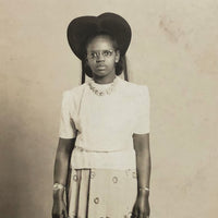 Tasseled Boots, Glasses, and Heart-like Hat, Marvelous 1944 Portrait of a Girl, RPPC
