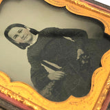 Lovely Young Woman Holding Book, Hand-tinted Ambrotype by J.T Williams, York PA, 1850s