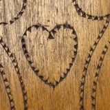 To Celia Woods from Aunt Rena, 1862, Vermont: Perfect Condition Carved Out, Chip Carved Blonde Wood Slide Lid Box with Heart