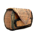 Very Sweet c. 1880s Presumed Child Made Hybrid Cherokee Basket with Calico Edging and Groats Package Lining