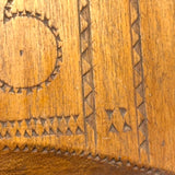 To Celia Woods from Aunt Rena, 1862, Vermont: Perfect Condition Carved Out, Chip Carved Blonde Wood Slide Lid Box with Heart