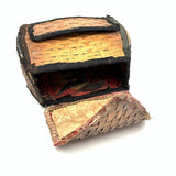 Very Sweet c. 1880s Presumed Child Made Hybrid Cherokee Basket with Calico Edging and Groats Package Lining