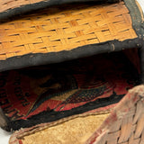 Very Sweet c. 1880s Presumed Child Made Hybrid Cherokee Basket with Calico Edging and Groats Package Lining