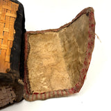 Very Sweet c. 1880s Presumed Child Made Hybrid Cherokee Basket with Calico Edging and Groats Package Lining