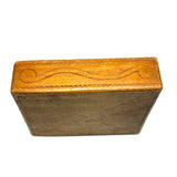 To Celia Woods from Aunt Rena, 1862, Vermont: Perfect Condition Carved Out, Chip Carved Blonde Wood Slide Lid Box with Heart