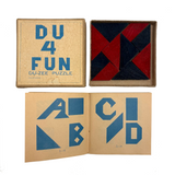 DU-4-FUN! c. 1920s Wooden Tangram Puzzle with Excellent Graphics and Design Booklet
