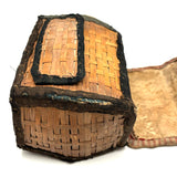 Very Sweet c. 1880s Presumed Child Made Hybrid Cherokee Basket with Calico Edging and Groats Package Lining