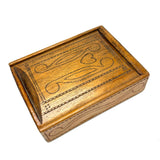 To Celia Woods from Aunt Rena, 1862, Vermont: Perfect Condition Carved Out, Chip Carved Blonde Wood Slide Lid Box with Heart