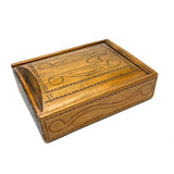 To Celia Woods from Aunt Rena, 1862, Vermont: Perfect Condition Carved Out, Chip Carved Blonde Wood Slide Lid Box with Heart