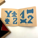 DU-4-FUN! c. 1920s Wooden Tangram Puzzle with Excellent Graphics and Design Booklet