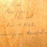 To Celia Woods from Aunt Rena, 1862, Vermont: Perfect Condition Carved Out, Chip Carved Blonde Wood Slide Lid Box with Heart