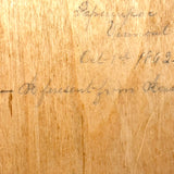 To Celia Woods from Aunt Rena, 1862, Vermont: Perfect Condition Carved Out, Chip Carved Blonde Wood Slide Lid Box with Heart