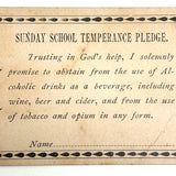 Unusual Antique Sunday School Temperance Pledge: Wine, Beer, Cider, Tobacco--and Opium!