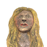 Vintage Painted Folk Art Carving of Blonde Woman with Bright Red Lips