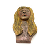 Vintage Painted Folk Art Carving of Blonde Woman with Bright Red Lips