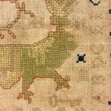 Lion with Key, Figures, Alphabet and More, c. Early 19th Century Needlepoint Sampler Worked From All Sides