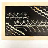Rowers, Susan Flint 1930s Linocut  Illustration for The New Yorker, with Original Editorial Stamped Cardboard