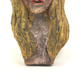 Vintage Painted Folk Art Carving of Blonde Woman with Bright Red Lips
