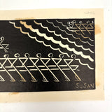 Rowers, Susan Flint 1930s Linocut  Illustration for The New Yorker, with Original Editorial Stamped Cardboard